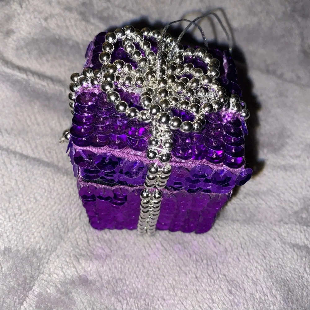 Purple Sequin‎ Jewelry Ring  Box / Christmas ornament
